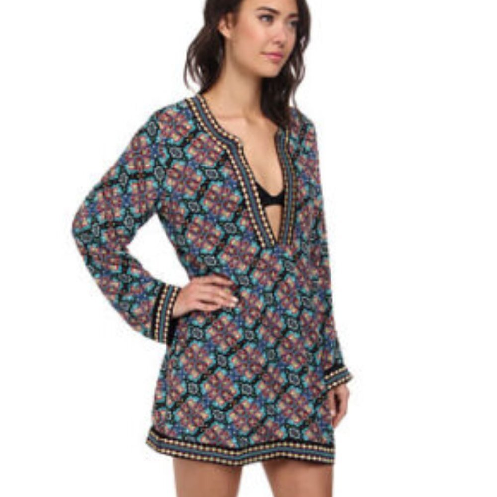 NWT Nanette Lepore Women's Paloma Embroidered Tunic Cover Up Medium M